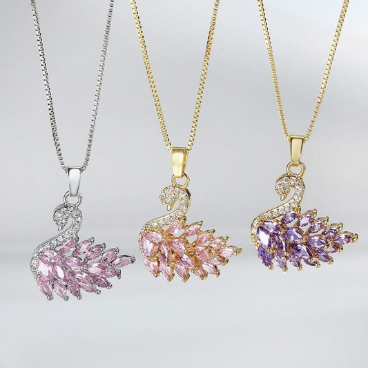 Swan Zircon Necklace - Jewelry Product Designed For Personal Style And Daily Fashion Routine - Golden Pink