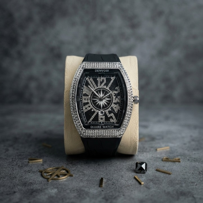 Denvosi Luxury Diamond Studded Strap Men’s Watch Elegant Durable Stylish Premium Choice For Parties Daily Wear And Special Occasions | Green