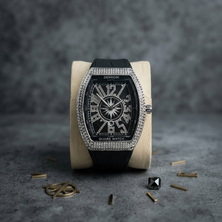 Denvosi Luxury Diamond Studded Strap Men’s Watch Elegant Durable Stylish Premium Choice For Parties Daily Wear And Special Occasions | Green