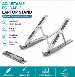 Adjustable Foldable Laptop Stand for Desk – Portable Ergonomic Laptop Holder